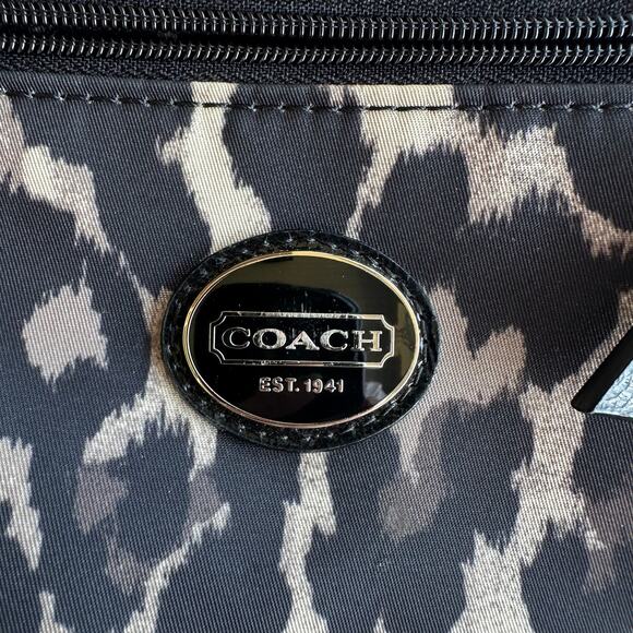 Coach Ocelot Leopard Print Packable File Bag Black Tan Gold Hardware Travel Tote - Picture 9 of 10